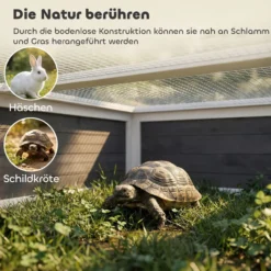 Schildkrötenhaus Schildkrötengehege aus Holz mit Freilauf Haupthaus Sichtfenster