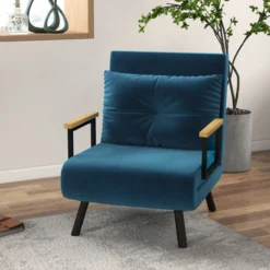 Schlafsessel, Einzelsofa mit Bettfunktion, Relaxsessel mit Rückenkissen