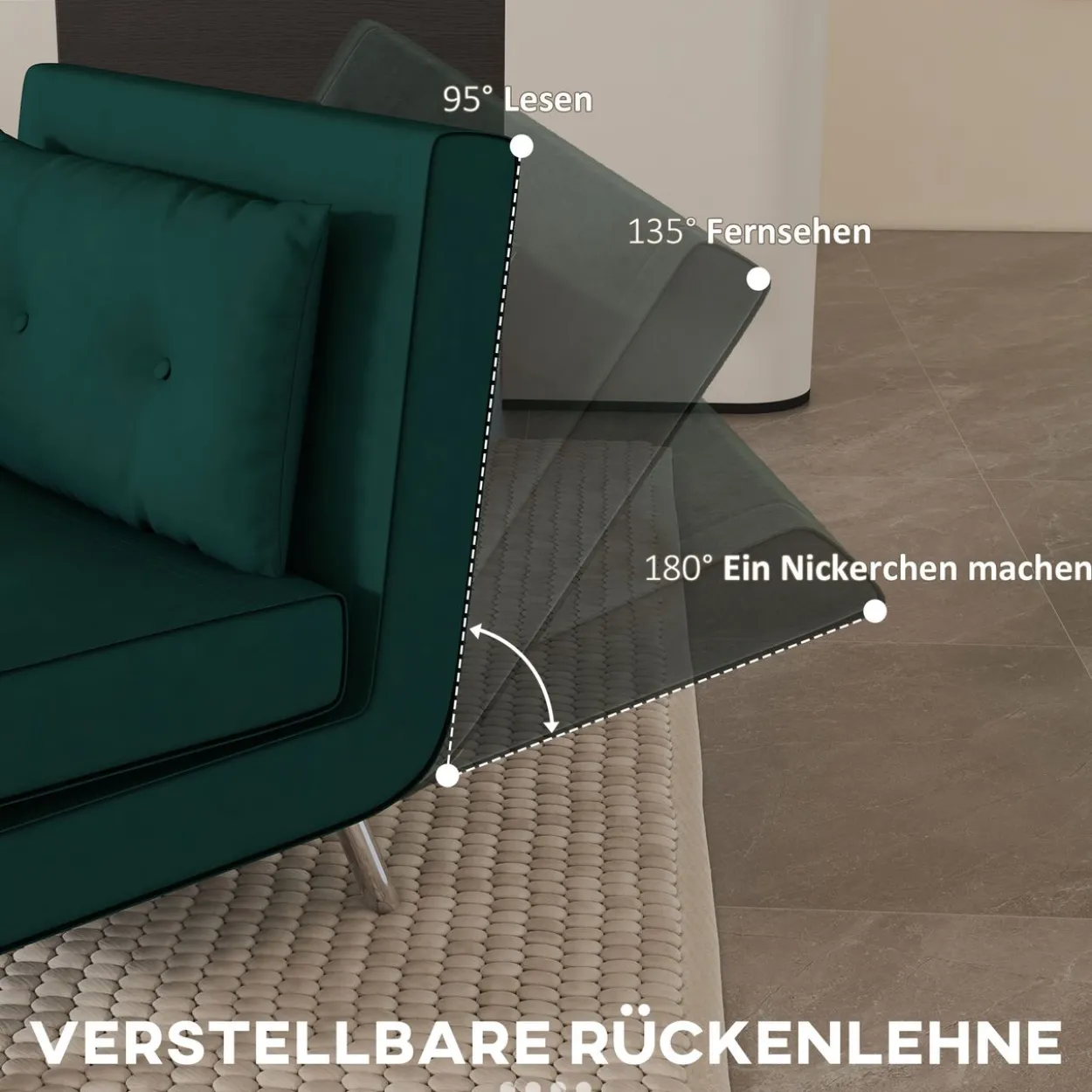 Schlafsessel Klappsessel mit Bettfunktion Einzelsofa mit Kissen Samtoptik