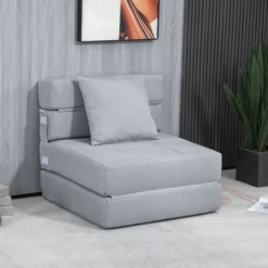 Schlafsessel Schlafsofa Sofabett Einzelsofa mit Waschbarem Kissen Grau
