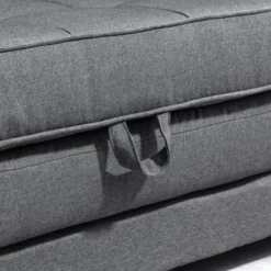 Schlafsofa Klappsofa 2-Sitzer Stoffsofa Leinen-Touch Gummiholz Grau