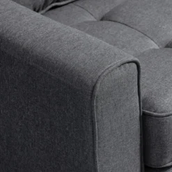 Schlafsofa Klappsofa 2-Sitzer Stoffsofa Leinen-Touch Gummiholz Grau