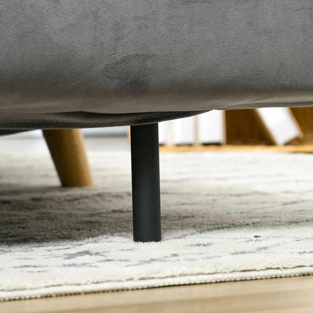 Schlafsofa 2-Sitzer Sofa mit Bettfunktion, Klappsofa mit Kissen, Grau
