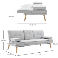 Schlafsofa Sofabett Schlafcouch 3 Sitzer Leinen