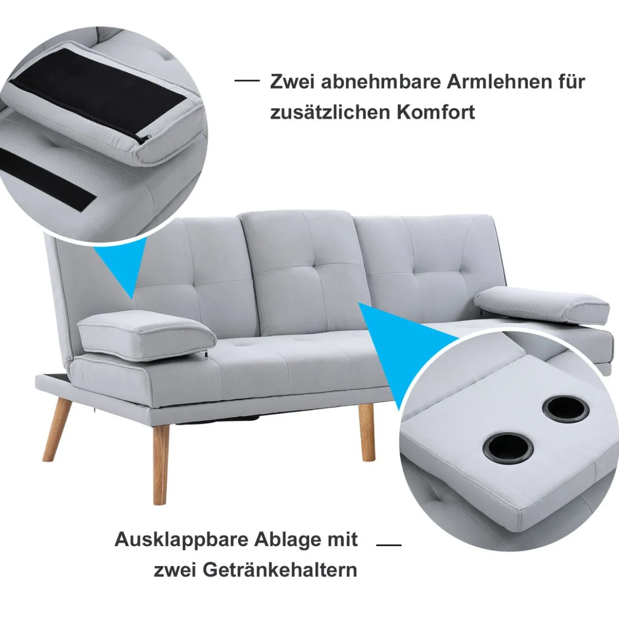 Schlafsofa Sofabett Schlafcouch 3 Sitzer Leinen