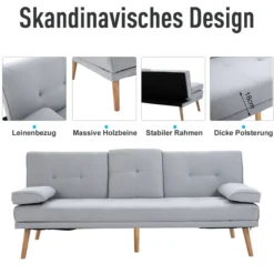 Schlafsofa Sofabett Schlafcouch 3 Sitzer Leinen