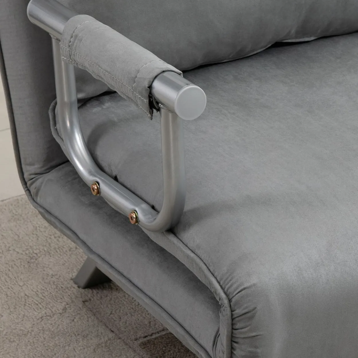 Schlafsofa Zweisitzer mit Bettfunktion, Einzelbett mit Kissen, Samt