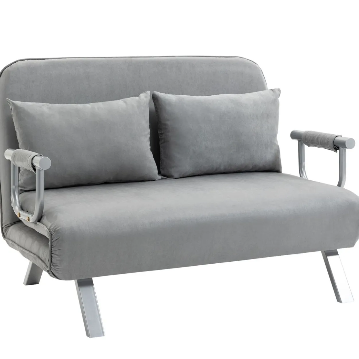 Schlafsofa Zweisitzer mit Bettfunktion, Einzelbett mit Kissen, Samt