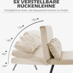 Schlafsofa, Zweisitzer mit Bettfunktion, Schlafcouch mit Samtoptik Beige