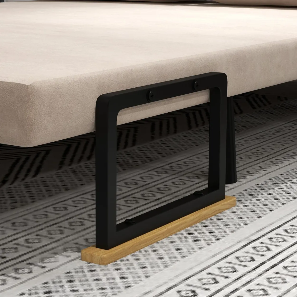 Schlafsofa, Zweisitzer mit Bettfunktion, Schlafcouch mit Samtoptik Beige