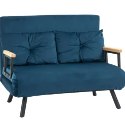 Schlafsofa, Zweisitzer mit Bettfunktion, Schlafcouch mit Samtoptik, Rückenkissen