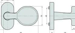 Schmalrahmen-Knopf - SR 5000 - auf Rosette - Edelstahl - oval - 8 mm - drehbar