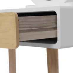 Schminktisch mit Spiegel, 2 Schubladen und Hocker - weiß