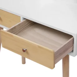 Schminktisch mit Spiegel, 2 Schubladen und Hocker - weiß