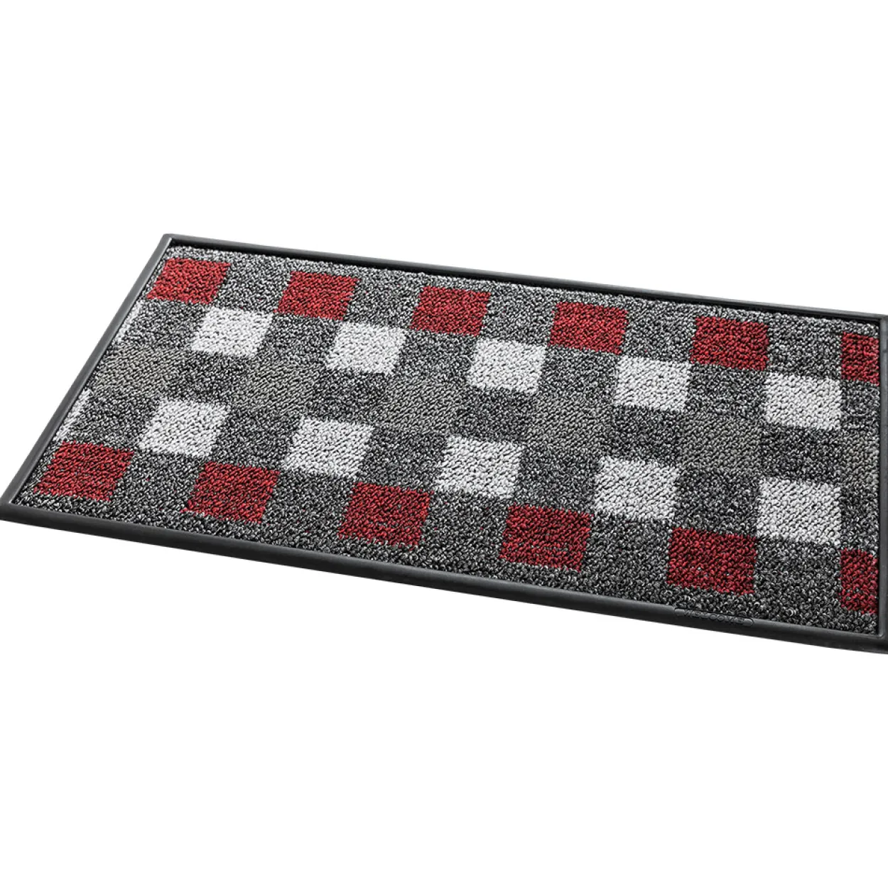 Schmutzfangmatte "Karo", ca. 40 x 70 cm - Grau/Rot