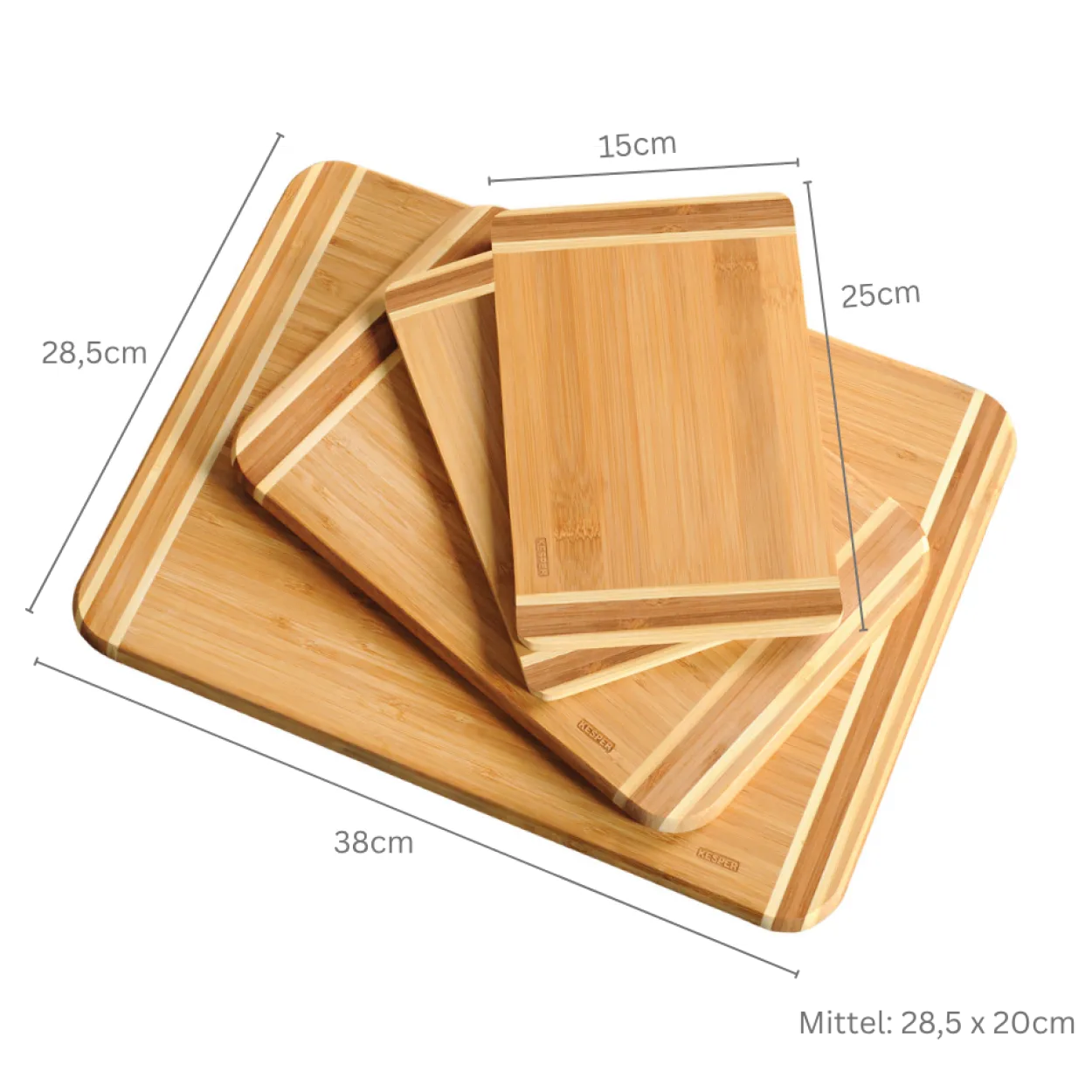 Schneidbrett-Set 4tlg., Bambus