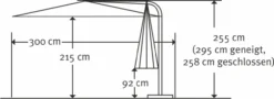 Schneider Ampelschirm GENUA, ca. 300 cm Ø, anthrazit