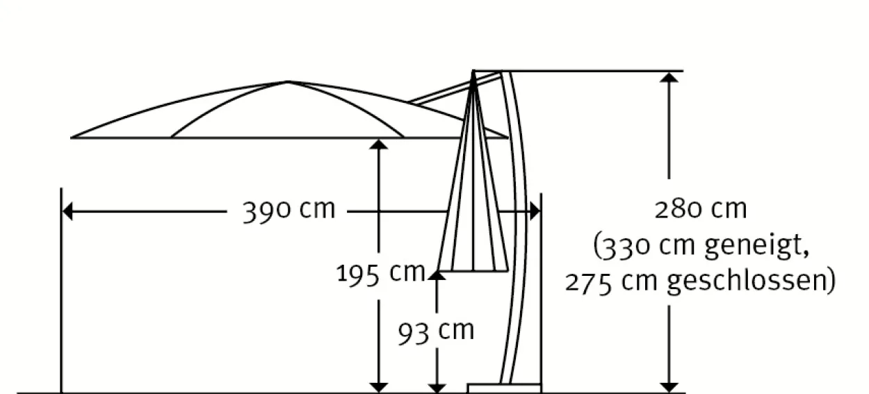 Schneider Ampelschirm RHODOS RONDO, ca. 350 cm Ø, anthrazit