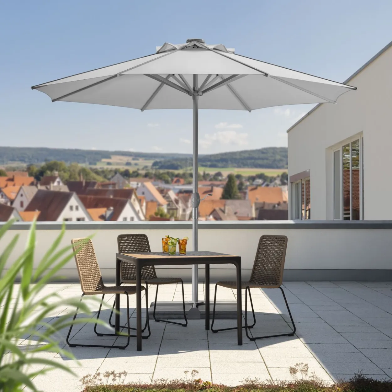 Schneider Sonnenschirm ROOFTOP, ca. 350 cm Ø, silbergrau