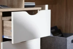 Schreibtisch Design Bürotisch mit Schublade Sonoma/Weiß Ablage 120 cm modern