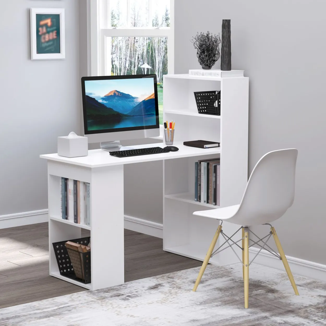 Schreibtisch Esstisch mit Regal Computertisch Arbeitstisch Laptoptisch