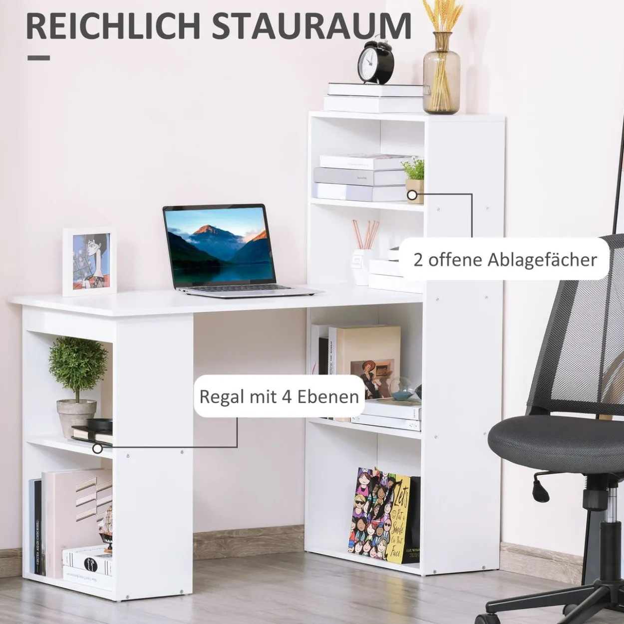 Schreibtisch Esstisch mit Regal Computertisch Arbeitstisch Laptoptisch