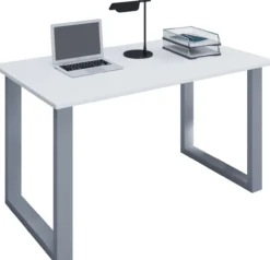 Schreibtisch Lona 140x80 U-Fußgestell weiß/silber