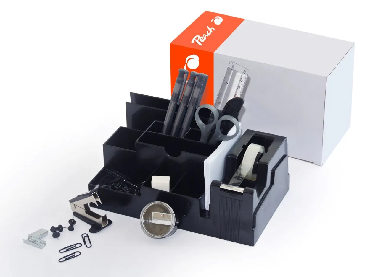 Schreibtisch Organizer, schwarz, 14-teilig