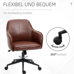Schreibtischstuhl mit Wippfunktion, Rollen Höhenverstellbarer Bürostuhl