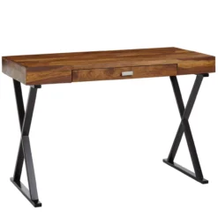 Schreibtisch 120x55x78 cm Sheesham Massivholz / Metall
