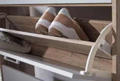 Schuhschrank MDF Sonoma Eiche 80 cm Schuhregal Schuhkipper Design Schuh-Kommode modern