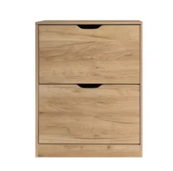 Schuhschrank mit 2 Fächer, ca. 62 x 24 x 80 cm - Holznaturfarben
