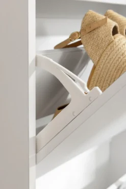 Schuhschrank mit 3 Fächern - ca. 59x17x105cm - Weiß