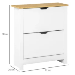 Schuhschrank Schuhregal mit Schublade für 12 Paar Schuhe Weiß+Natur