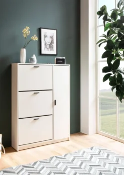 Schuhschrank 90x120x24 cm MDF Weiß