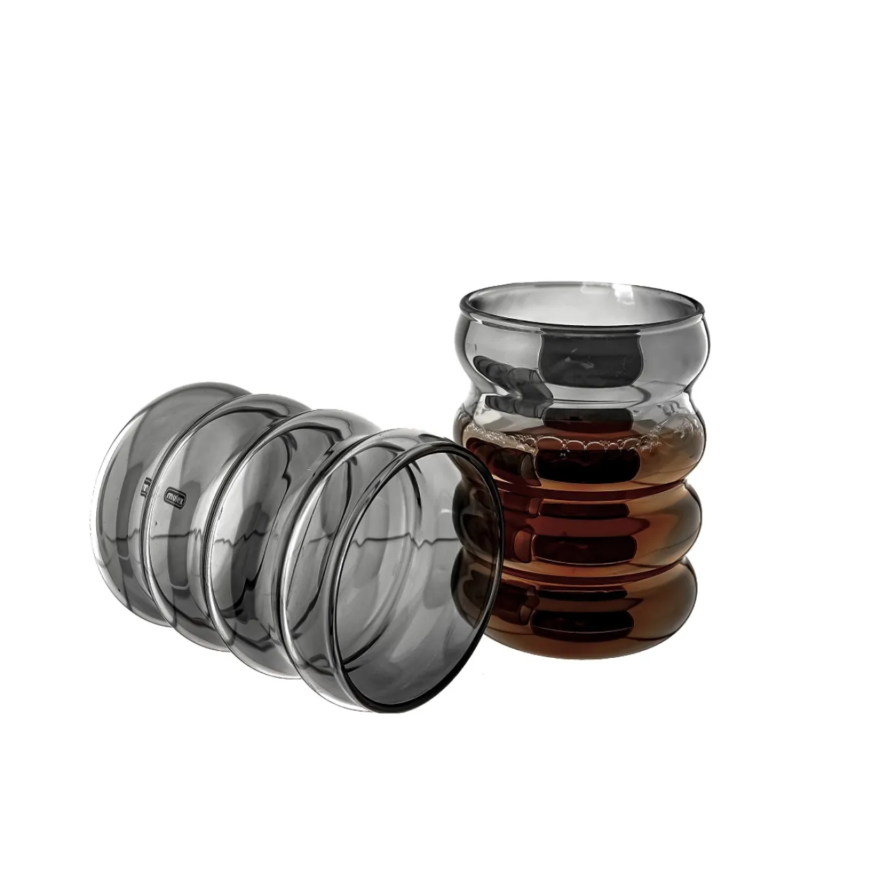 Schwarze Wave-Design Trinkgläser im 2er Set – 300 ml