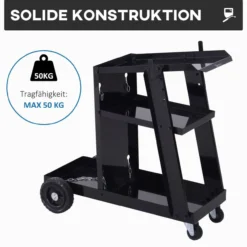 Schweißwagen, Gasflaschenwagen, mit Sicherheitskette, 3 Regale, schwarz
