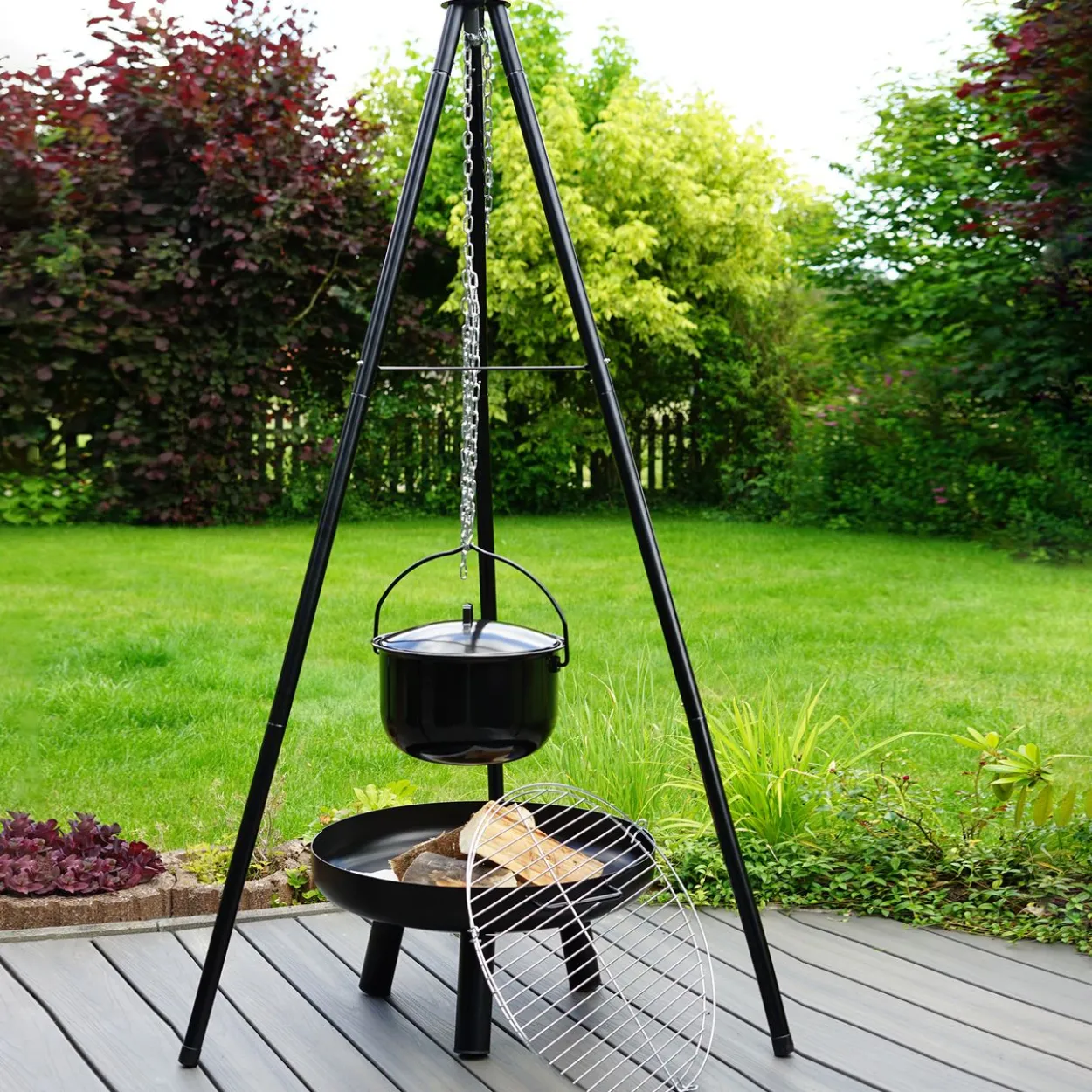 Schwenkgrill mit Feuerschale, 52 cm großer Grillrost