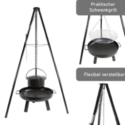Schwenkgrill mit Feuerschale, 52 cm großer Grillrost