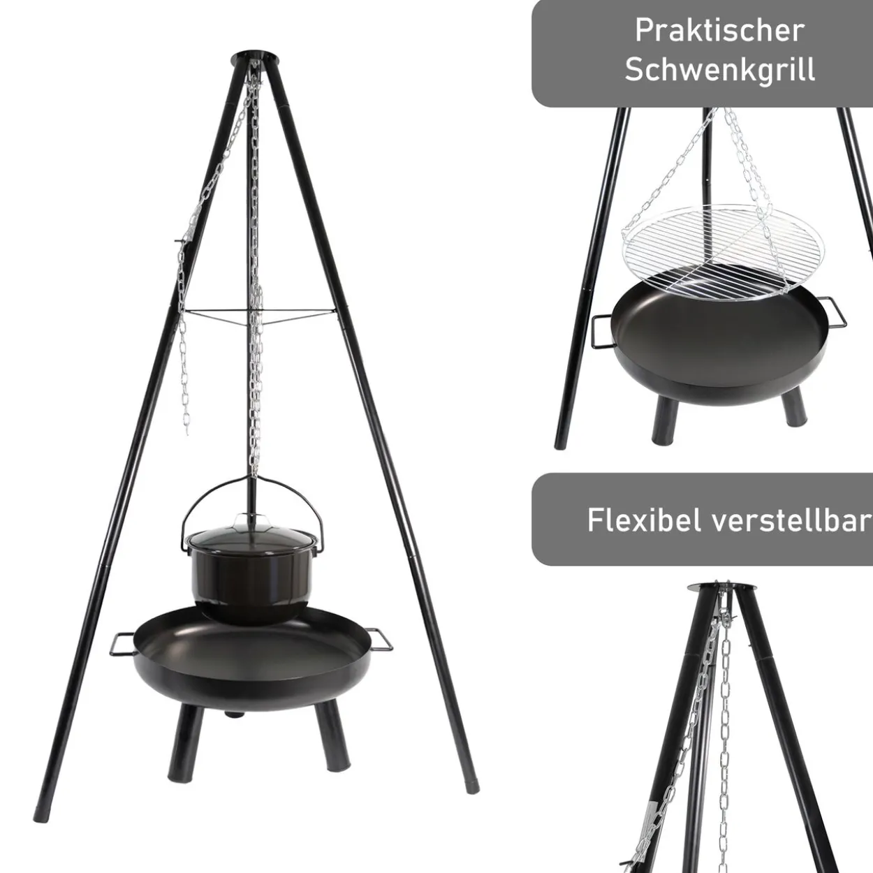 Schwenkgrill mit Feuerschale, 52 cm großer Grillrost