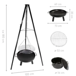 Schwenkgrill mit Feuerschale, 52 cm großer Grillrost