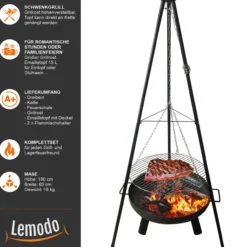Schwenkgrill mit Grillgitter, Topf und Lachsbretter