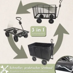 Schwerlast Gartenwagen aus Stahl mit Klappseiten, 400 kg