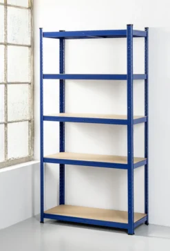 Schwerlastregal, 5 Ablagen je 175kg belastbar,, 180 x 90 x 40 cm, blau