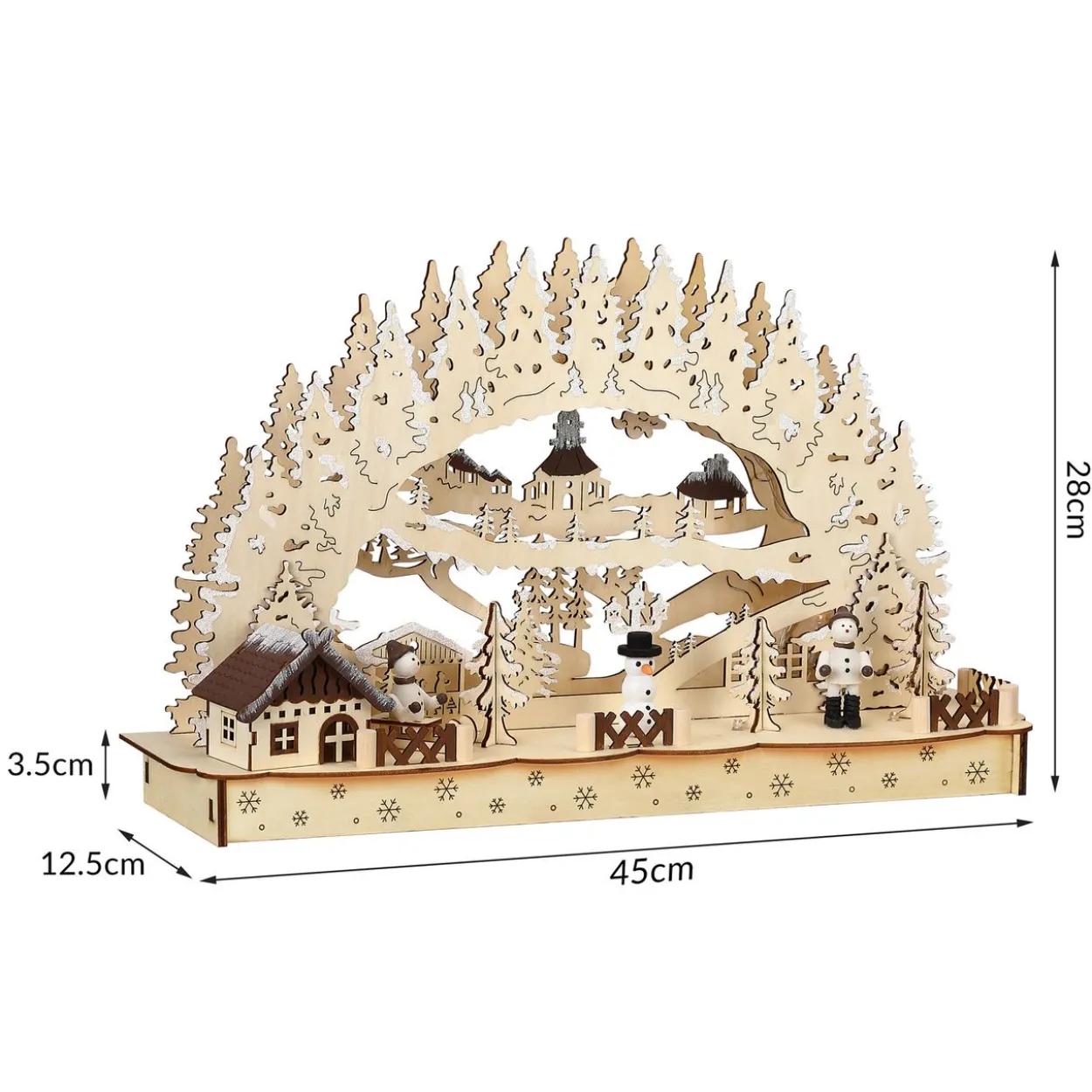 Schwibbogen Winterdorf Weihnachten hellbraun