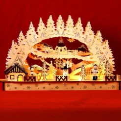 Schwibbogen Winterdorf Weihnachten hellbraun