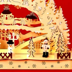Schwibbogen Winterdorf Weihnachten hellbraun