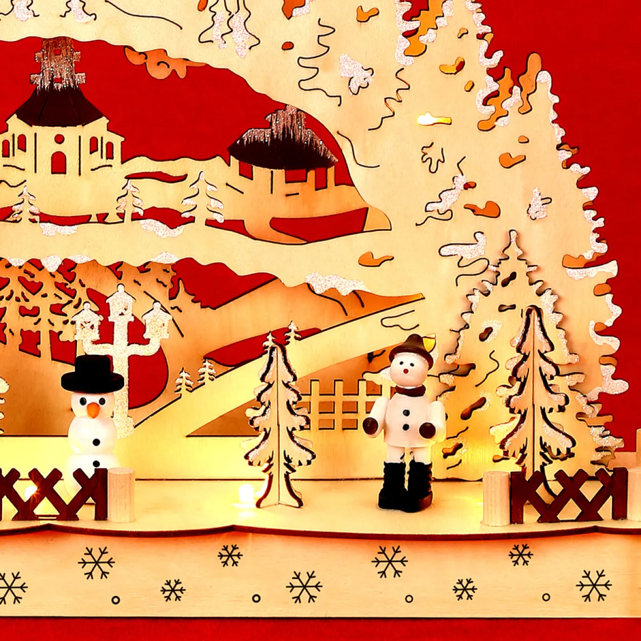 Schwibbogen Winterdorf Weihnachten hellbraun