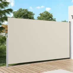 Seitenmarkise Balkonmarkise mit Sichtschutz aus Aluminium, ca. 4,5 x 1,6 m - Beige