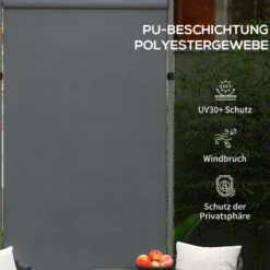Senkrechtmarkise mit Sonnenschutz, 150 x 220-310cm Balkonsichtschutz, Polyester